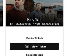 Kingfishr Ticket For Friday 5th of June in St Annes Park