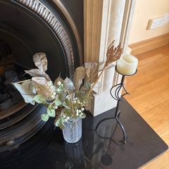Heavy glass vase & candle stand