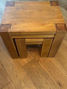 Set of 2 Solid Oak Nest of Tables