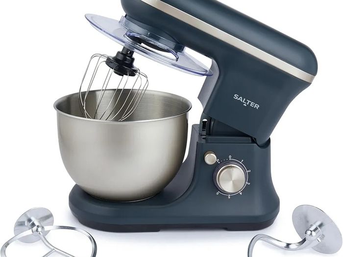Baking Stand Mixer - 6 Speed Kitchen Mixer With Pulse, 5L Stainless Steel Mixing Bowl, Removable Splash Guard, Whisk, Dough and Beater Attachment, 1200W, Blue/Grey
