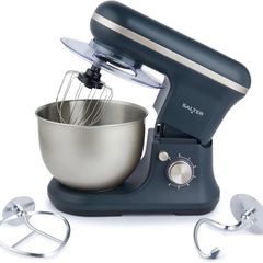 Baking Stand Mixer - 6 Speed Kitchen Mixer With Pulse, 5L Stainless Steel Mixing Bowl, Removable Splash Guard, Whisk, Dough and Beater Attachment, 1200W, Blue/Grey