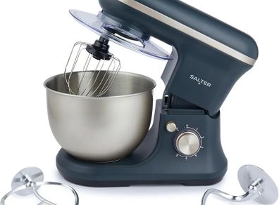 Baking Stand Mixer - 6 Speed Kitchen Mixer With Pulse, 5L Stainless Steel Mixing Bowl, Removable Splash Guard, Whisk, Dough and Beater Attachment, 1200W, Blue/Grey