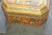 Antique 19th Century Kashmiri Lacquered Papier Mache box featuring ornate floral and bird motifs