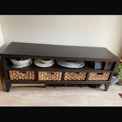 Sideboard with rattan baskets
