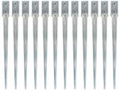 Ground Spikes 12 pcs Silver 7x7x90 cm Galvanised Steel