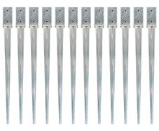 Ground Spikes 12 pcs Silver 7x7x90 cm Galvanised Steel