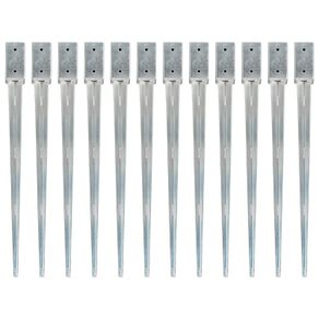 Ground Spikes 12 pcs Silver 7x7x90 cm Galvanised Steel