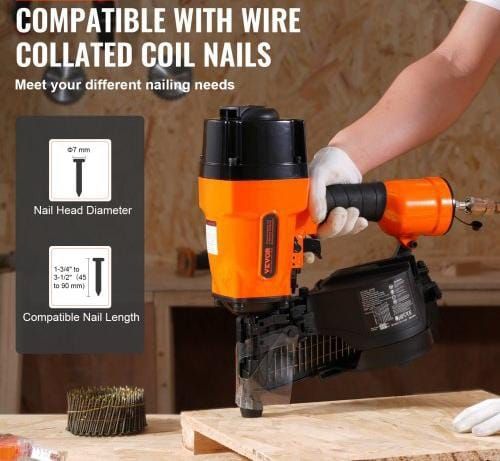 MCN90 Coil Framing Nailer 44.45 mm to 88.9 mm 15 Degree Pneumatic Nail Gun