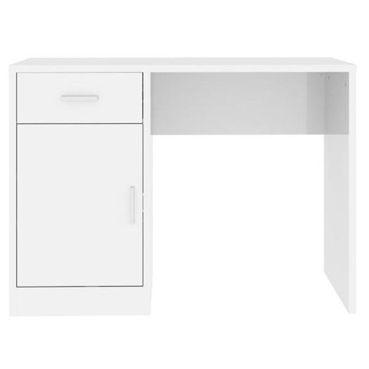 Desk with Drawer & Cabinet High Gloss White