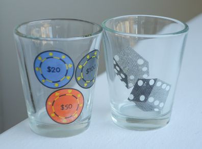 2 Colourful shot glasses