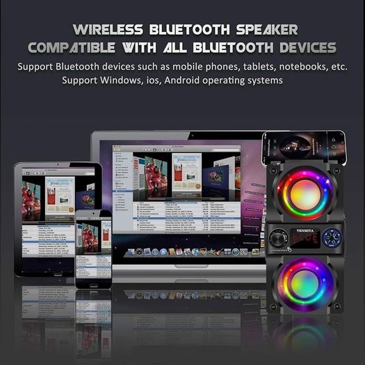 Bluetooth Speakers,40W Portable Bluetooth Speaker Dual Subwoofer,LED Colorful Light,Bluetooth 5.0 Wireless Stereo Party Speaker,10H Playtime Wireless Outdoor Boombox Speaker for Home,Camping,Travel