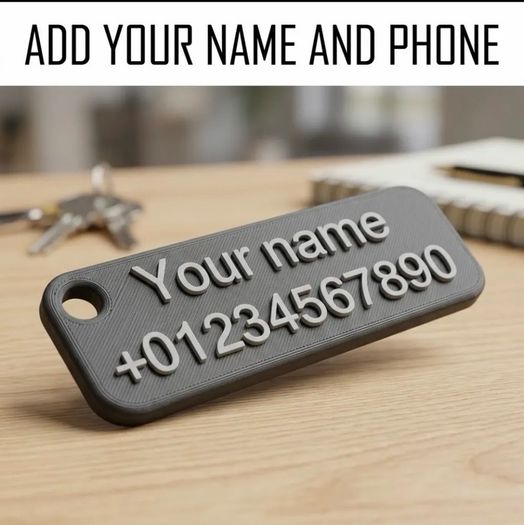 Customisable 2 line contact keychain