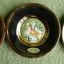 3 x 24KT Gold trim Blue Porcelain Seoul Korea Plates Image 2
