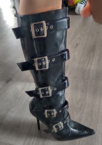Black long boots heels size fits 35/36