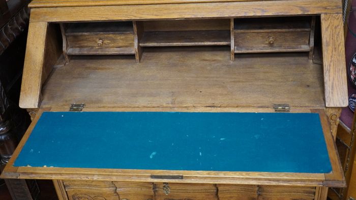 French Carved Oak Bureau