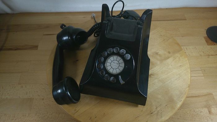 Vintage GPO 300 Series Black Bakelite Rotary Telephone - Restored Original - 1940s/50s Prop/Collectable