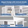 Bathroom Floor Storage Cabinet, Freestanding Bamboo Side Storage Organizer with Double Doors and Open Shelves, Space Saving Small Kitchen Cupboard, Whit Image 6