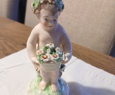 Antique Cherub Porcelain Statue Putti