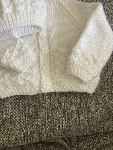 Hand knit cardigan and hat 0 to3 mths