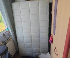 white leather double bed