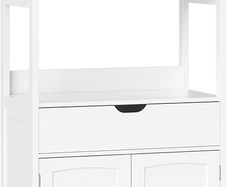 _Bathroom cabinet, versatile bathroom shelf with 4 levels, bathroom cabinet made of wood, white, 60 x 122 x 32.5 cm (W x H x D)
