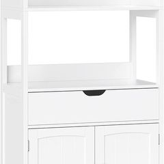 _Bathroom cabinet, versatile bathroom shelf with 4 levels, bathroom cabinet made of wood, white, 60 x 122 x 32.5 cm (W x H x D)