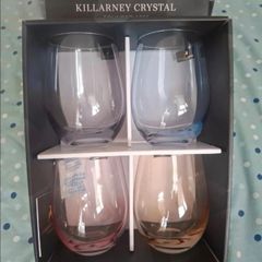 Killarney Crystal Set of 4 Stemless Wine Glasses