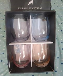 Killarney Crystal Set of 4 Stemless Wine Glasses