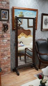 Victorian Oak Cheval Mirror - 19th Century