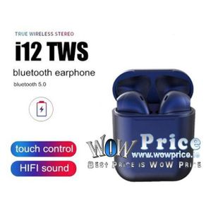 08441 i12 TWS Blue - Universal Bluetooth Earbuds With Charging Dock
