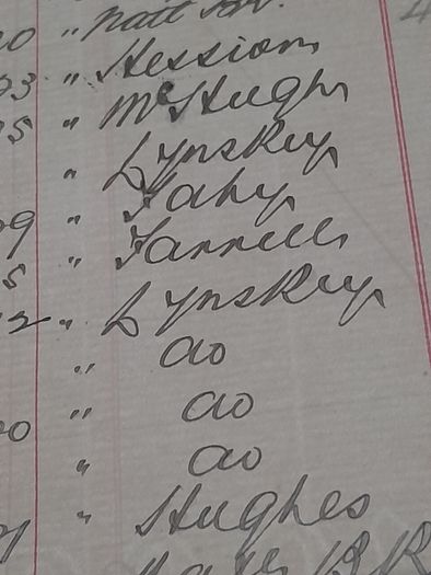 1915 hand written ledger