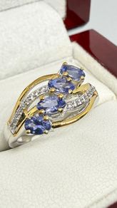 Tanzanite & White Zircon 4-Stone Ring