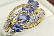 Tanzanite &amp; White Zircon 4-Stone Ring