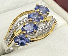 Tanzanite & White Zircon 4-Stone Ring
