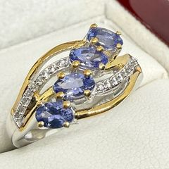 Tanzanite & White Zircon 4-Stone Ring