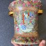 Vintage Chinese Floral Ornamental Porcelain Vase With Gold Handles Image 6