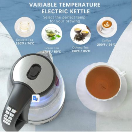 Electric Kettle Variable Temperature 2.0L Glass for Tea Coffee Keep Warm Function Boil-Dry Protection