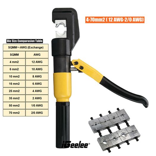YQK-70 6T Hydraulic Crimping Tool Kit w/ 8 Dies+Carry Case for Wire Lug Cable 4-70mm