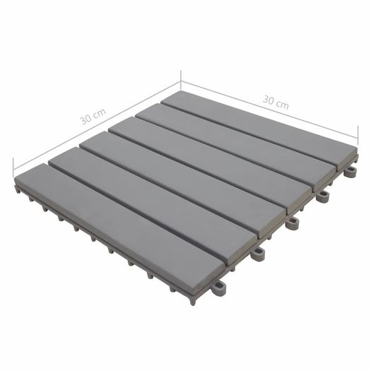 Decking Tiles 30 pcs Grey Wash 30x30 cm Solid Acacia Wood