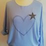 Carla Giannini Angora Wool Jumper Light Blue Heart Star One Size NWT Italy Image 3