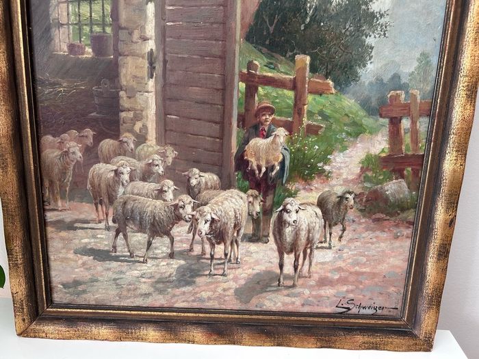 Antique Oil Painting by Austrian artist Ludwig Schweiger
