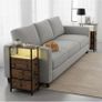Bedside Table Set of 2 with Charging Station, Narrow Side Table with LED Lights Image 8