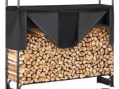 4.3FT Outdoor Firewood Rack with Cover, 52x14.2x46.1 in, Heavy Duty Firewood Holder & 600D Oxford Waterproof Cover for Fireplace, Patio, Indoor/Outdoor Log Storage Rack for 1/4 Cord of Firewood
