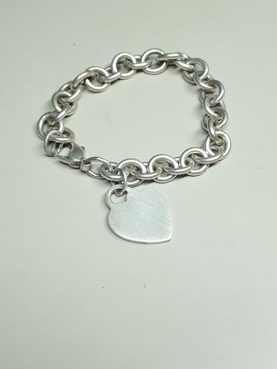 Vintage Tiffany & Co 925 Silver Heart Tag Bracelet