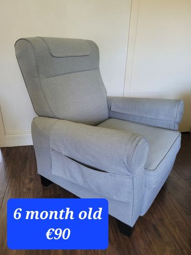 Tv, table, shelves, chair, excersize bike, armchair