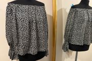 Off the Shoulder Black and white Polkadot To