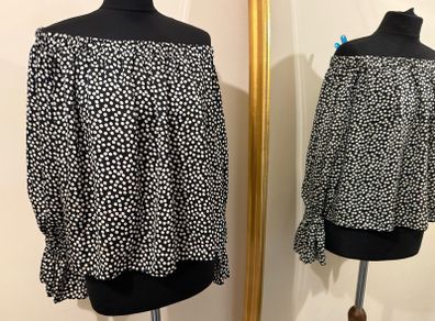 Off the Shoulder Black and white Polkadot To