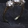 Vintage 9ct Gold Three Stone Ring Dublin Hallmark Size 51.5 Image 3