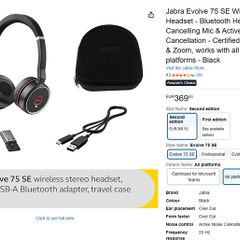 Jabra Evolve 75 SE (2nd Gen)  + Charging Dock