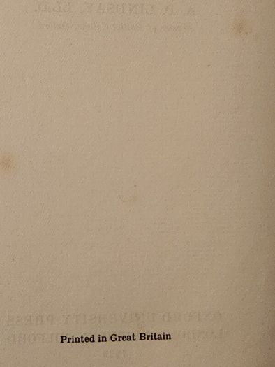 The Essentials Of Democracy. By A.d.lindsay. First Editions 1929 Hardback In Good Condition. 35.